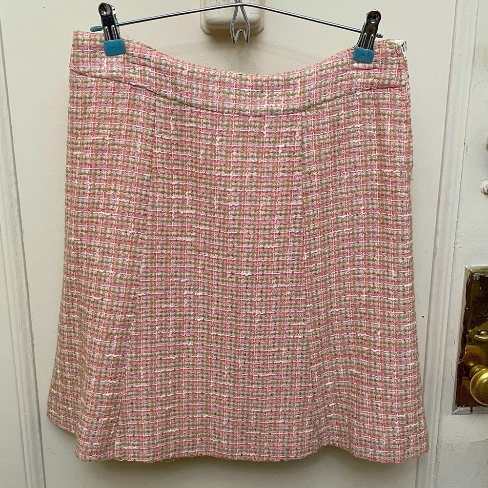 H&M Skirt Tweed Knit Pink White Green Size 8 Y2K